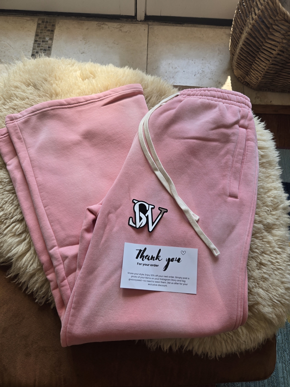 Savoy West Streetwear Collection Pink Wide-Leg Sweatpants - Size Large, NEW